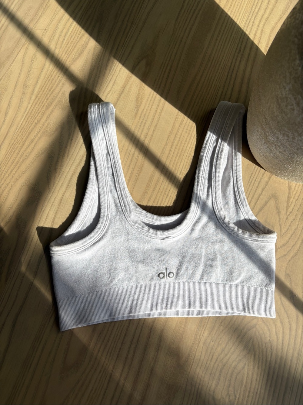 ALO Yoga White Seamless Ribbed Sports Bra